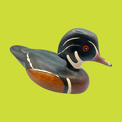 Vintage Carved Duck Decoy – Wood and Paint, Bold Folk Art Finish