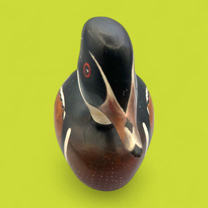 Vintage Carved Duck Decoy – Wood and Paint, Bold Folk Art Finish
