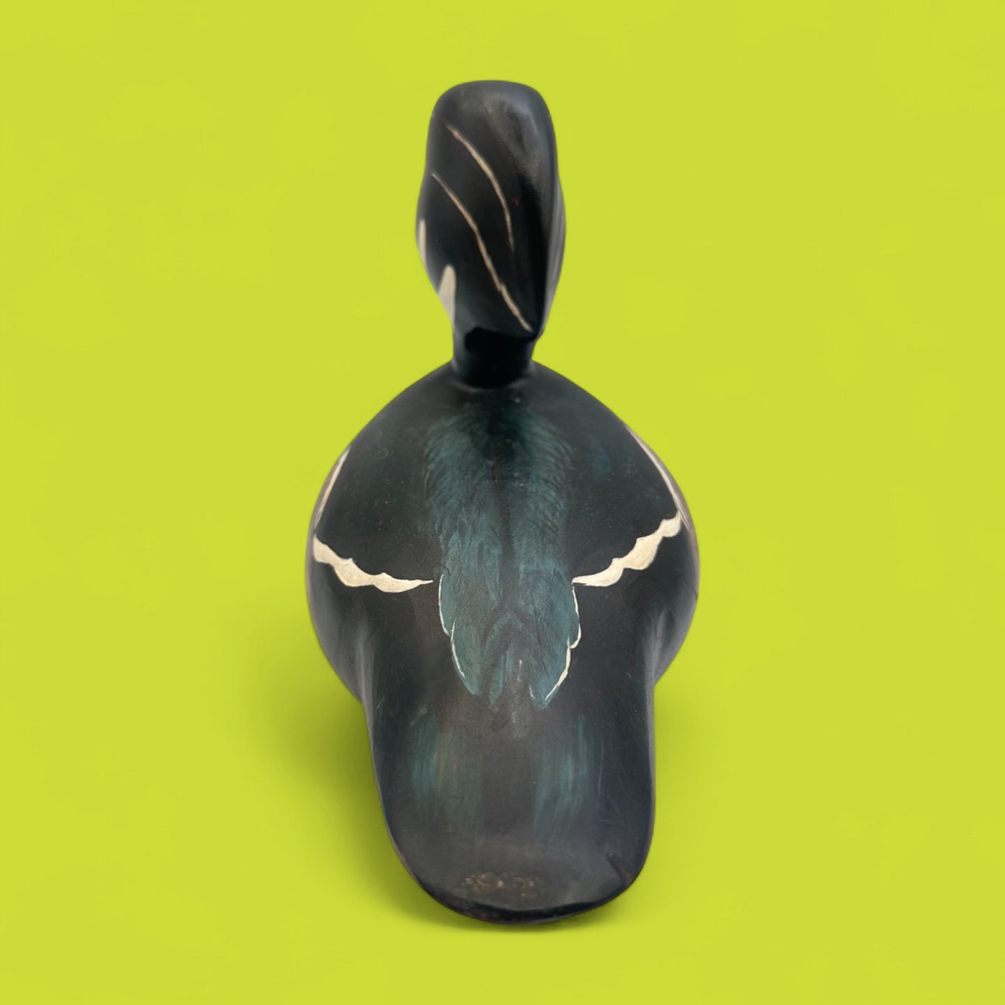 Vintage Carved Duck Decoy – Wood and Paint, Bold Folk Art Finish