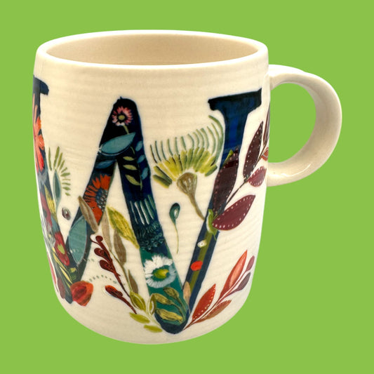 Anthropologie Floral Monogram Mug with Initial W by Starla M.
