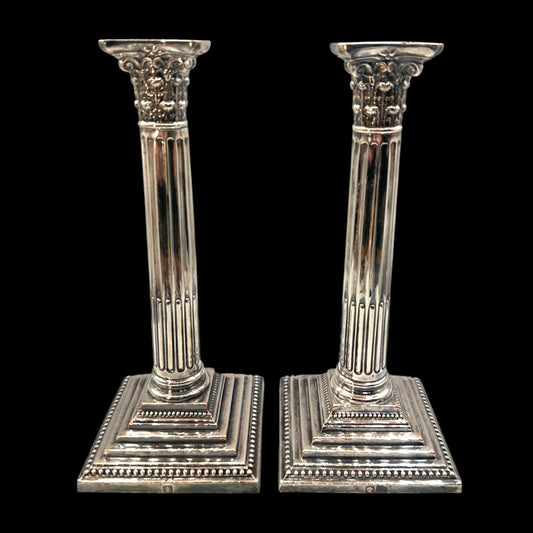 Vintage Corinthian Column Silver Plated Candleholder