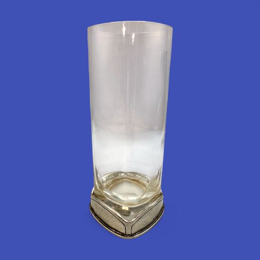 Art Deco Brescia Peltro Crystal Flute / Glass with Pewter Base - Highball Glass