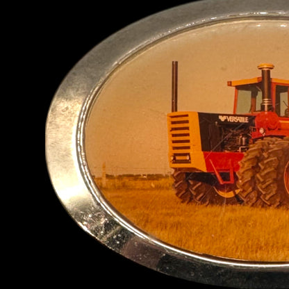 Vintage Chrome Tractor Belt Buckle for Farming Enthusiasts