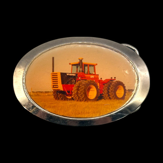 Vintage Chrome Tractor Belt Buckle for Farming Enthusiasts