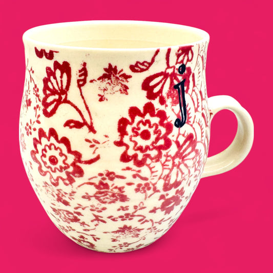 Anthropologie Initial J Monogram J mug – floral print ceramic replacement mug