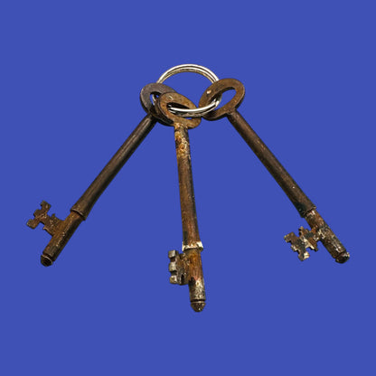 Antique Skeleton Key Ring With Three Keys – 1800s Oddity