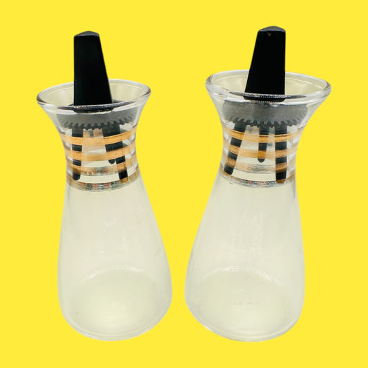 Mid-Century Modern Pyrex Gold Band Salt & Pepper Shaker Set