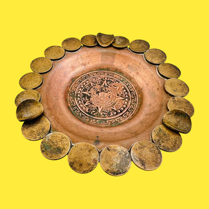 Vintage 1960s Mexican Coin Ashtray - Folkart - 1975-77 Coins