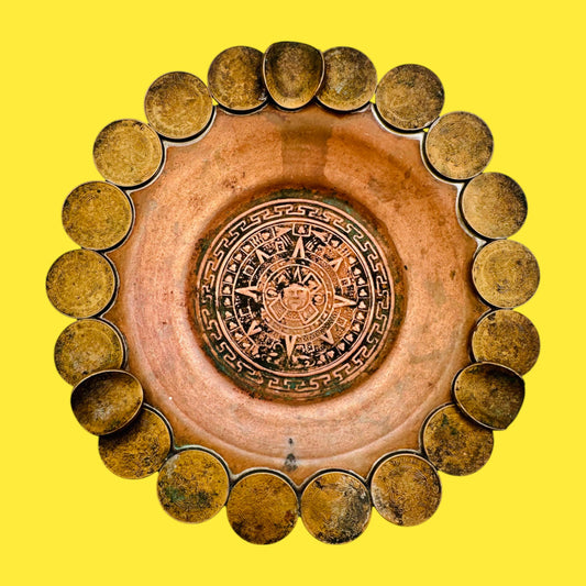 Vintage 1960s Mexican Coin Ashtray - Folkart - 1975-77 Coins
