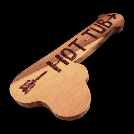 Vintage Tacky Wooden Hot Tub Penis Direction Sign