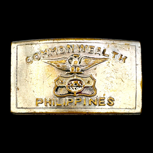 Vintage Commonwealth of the Philippines Military Belt Buckle WWII Era