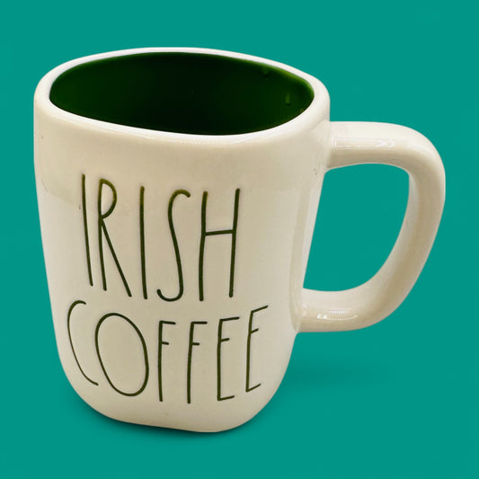 Rae Dunn Irish Coffee mug – Tall Artisan Ceramic Replacement Mug - 4 Leaf Clover