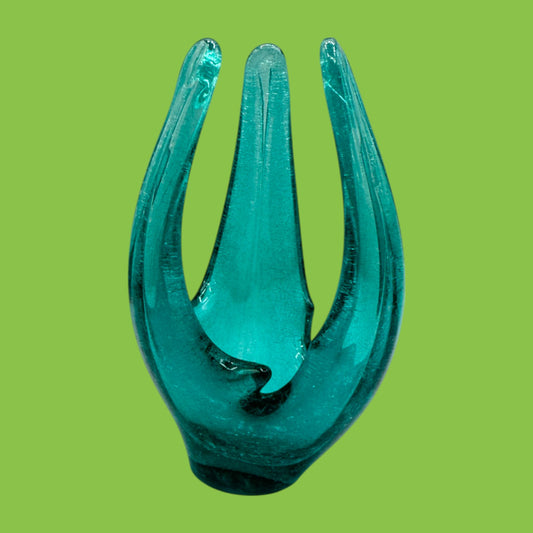 Vintage Blue Murano Finger Vase - Unique & Rare Glass Art
