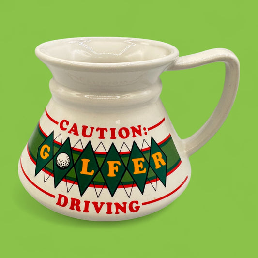 Caution Golfers Driving No Spill Vintage Mug - Classic Retro Fun