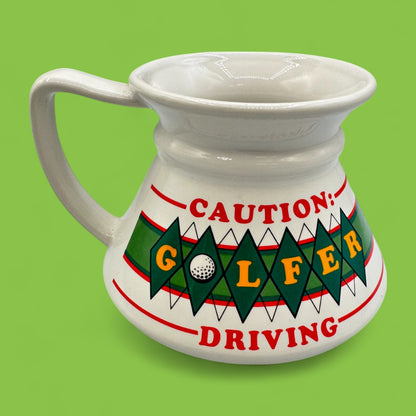 Caution Golfers Driving No Spill Vintage Mug - Classic Retro Fun