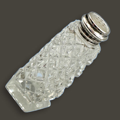 Crystal and Sterling Silver Cut Glass Salt and Pepper Shaker Set - RKS Sterling