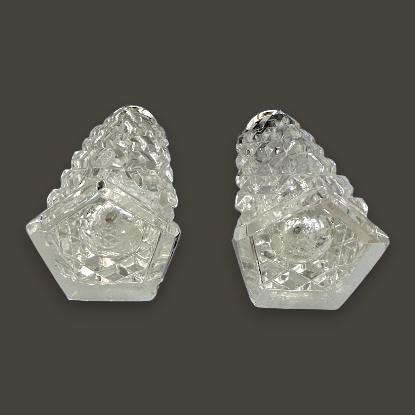 Crystal and Sterling Silver Cut Glass Salt and Pepper Shaker Set - RKS Sterling