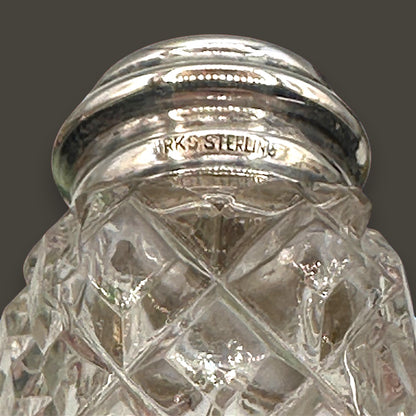 Crystal and Sterling Silver Cut Glass Salt and Pepper Shaker Set - RKS Sterling