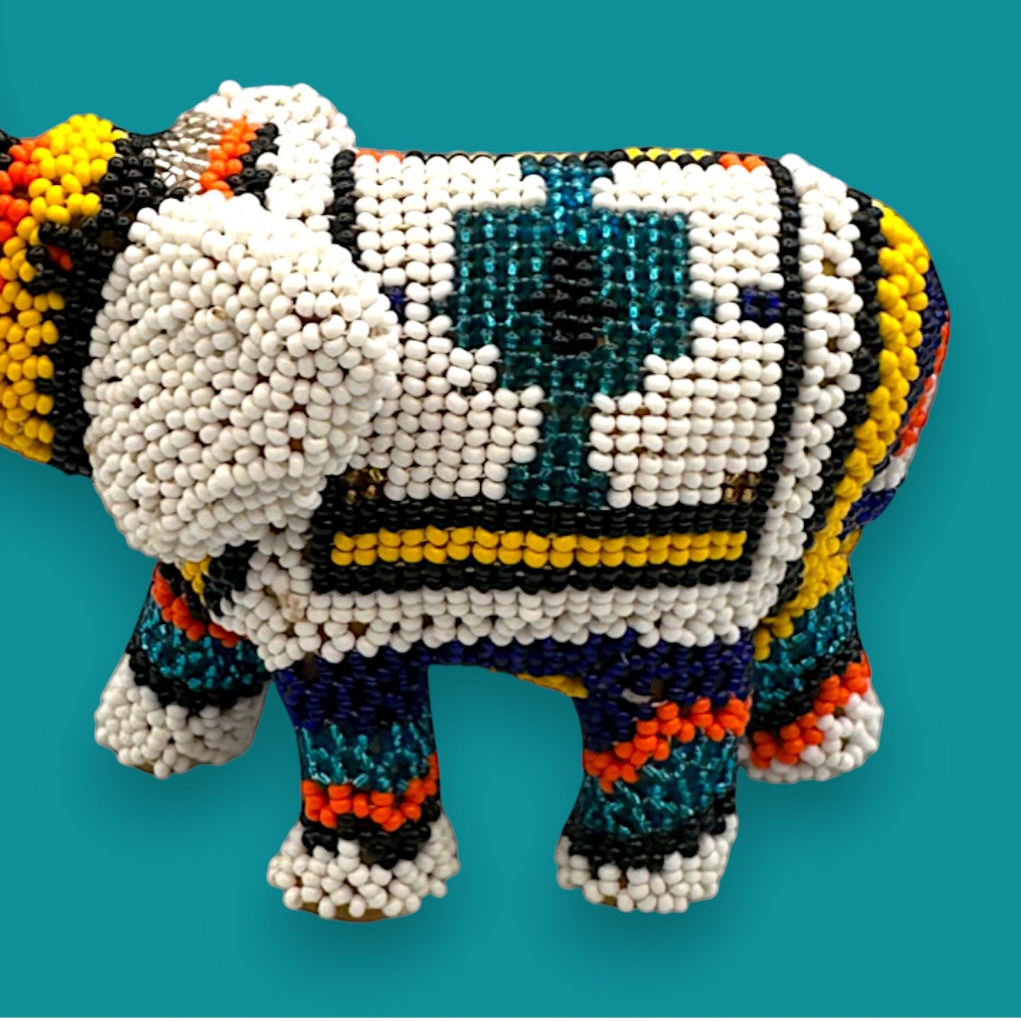 Vintage Hand Beaded Elephant Figurine