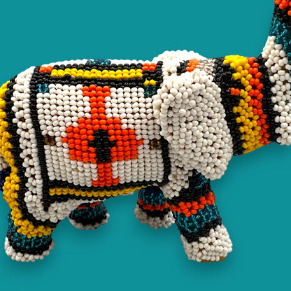 Vintage Hand Beaded Elephant Figurine