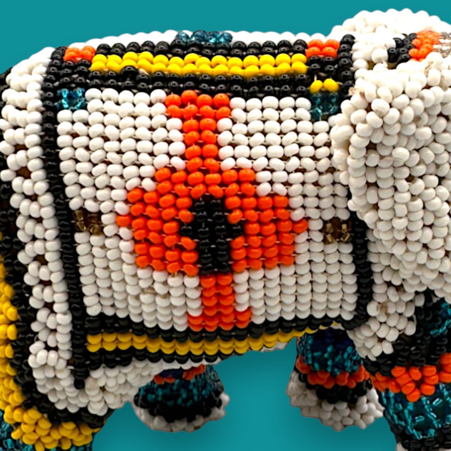 Vintage Hand Beaded Elephant Figurine