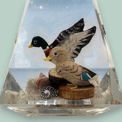 Alessandro Albrizzi Style Mallard Duck Lucite Paperweight