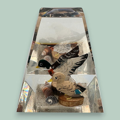 Alessandro Albrizzi Style Mallard Duck Lucite Paperweight