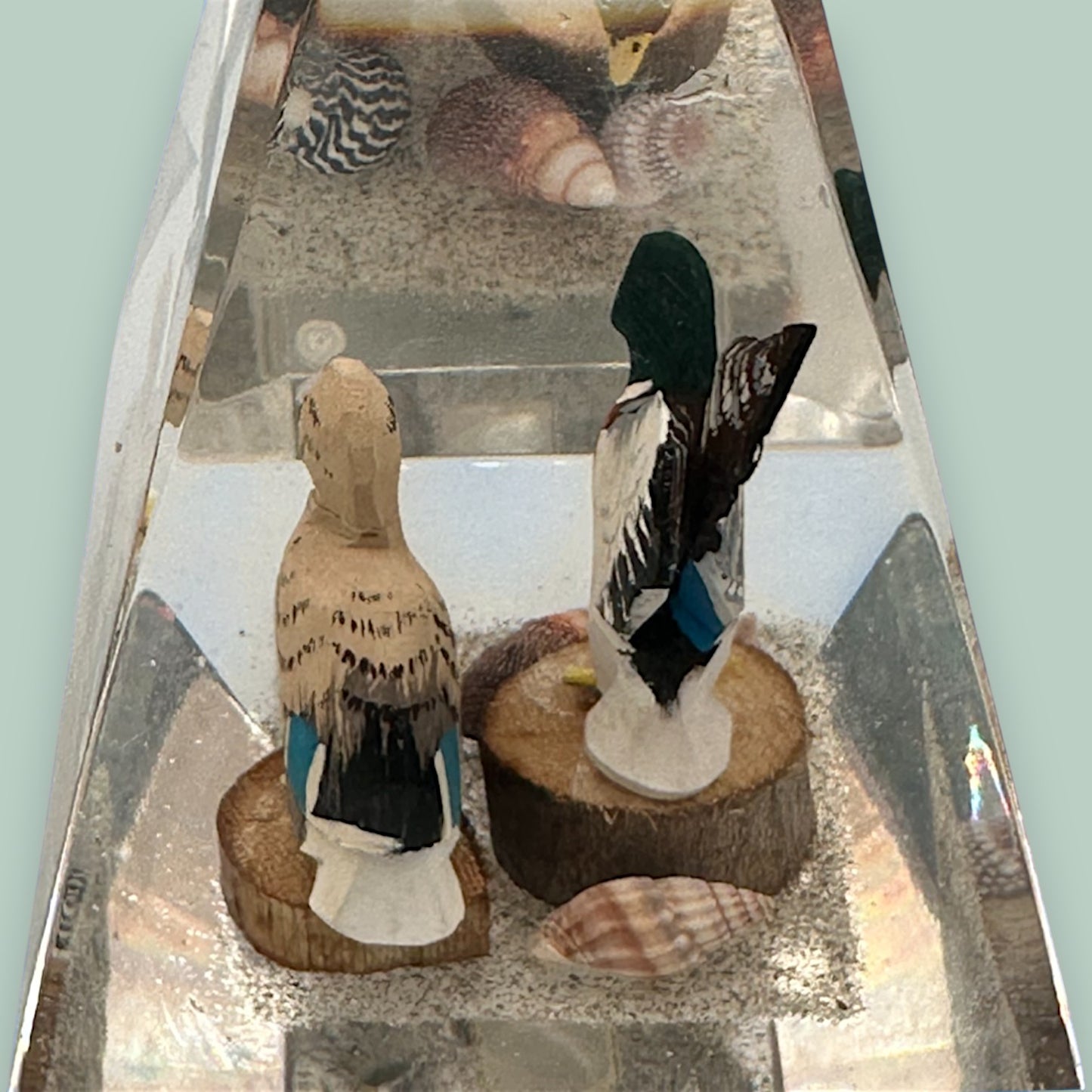 Alessandro Albrizzi Style Mallard Duck Lucite Paperweight