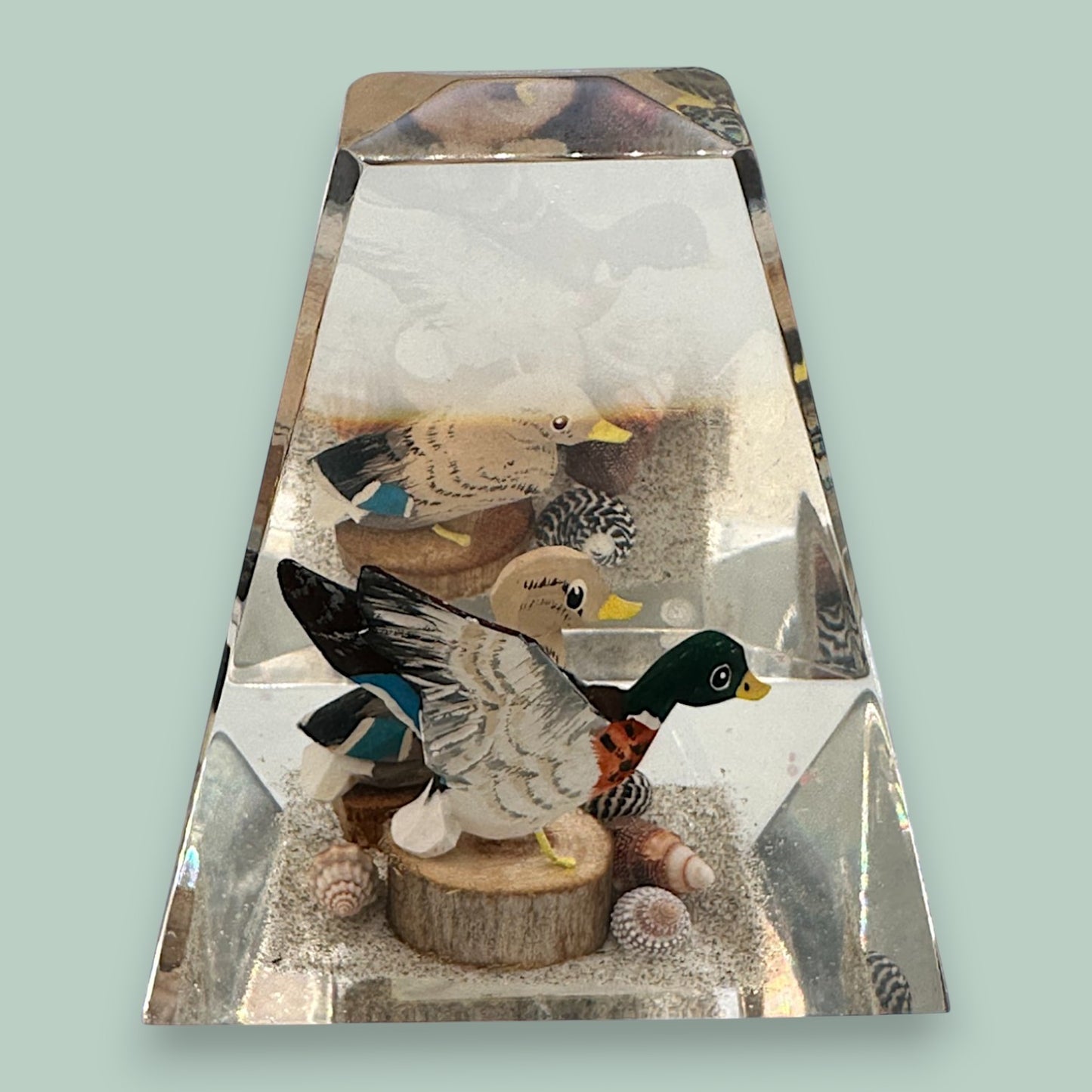 Alessandro Albrizzi Style Mallard Duck Lucite Paperweight