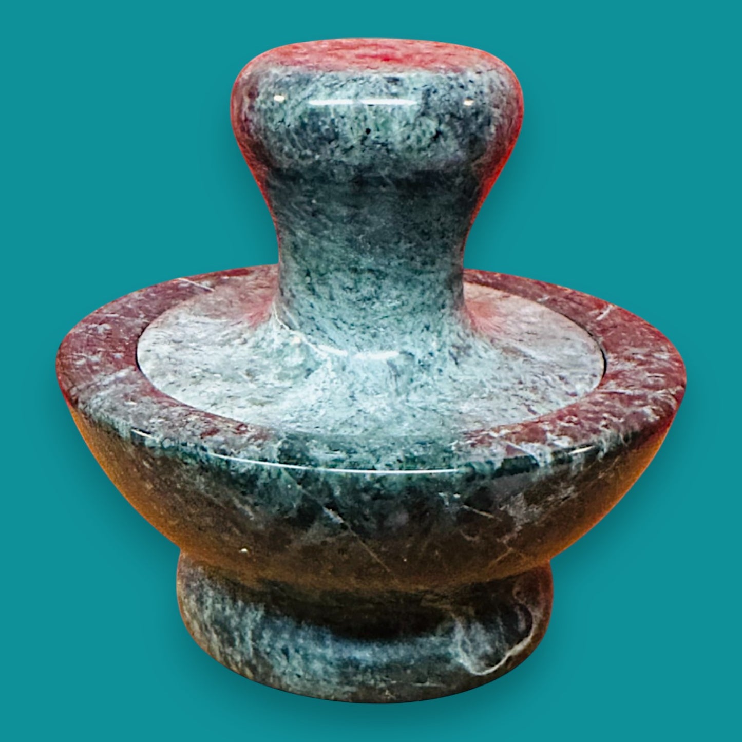 Vintage Green Granite Mushroom Mortar and Pestle