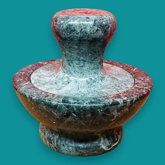 Vintage Green Granite Mushroom Mortar and Pestle