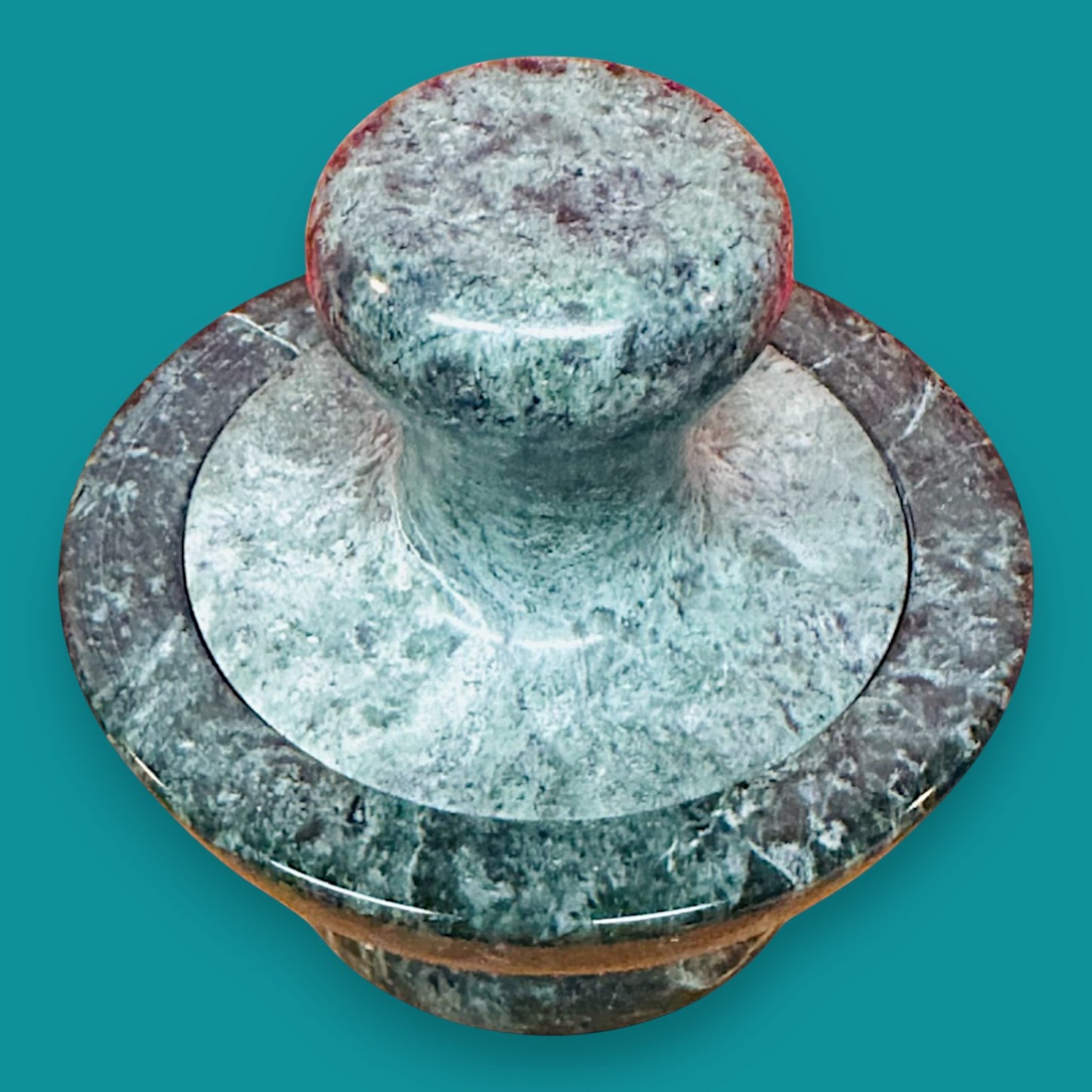 Vintage Green Granite Mushroom Mortar and Pestle