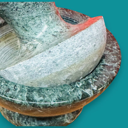 Vintage Green Granite Mushroom Mortar and Pestle
