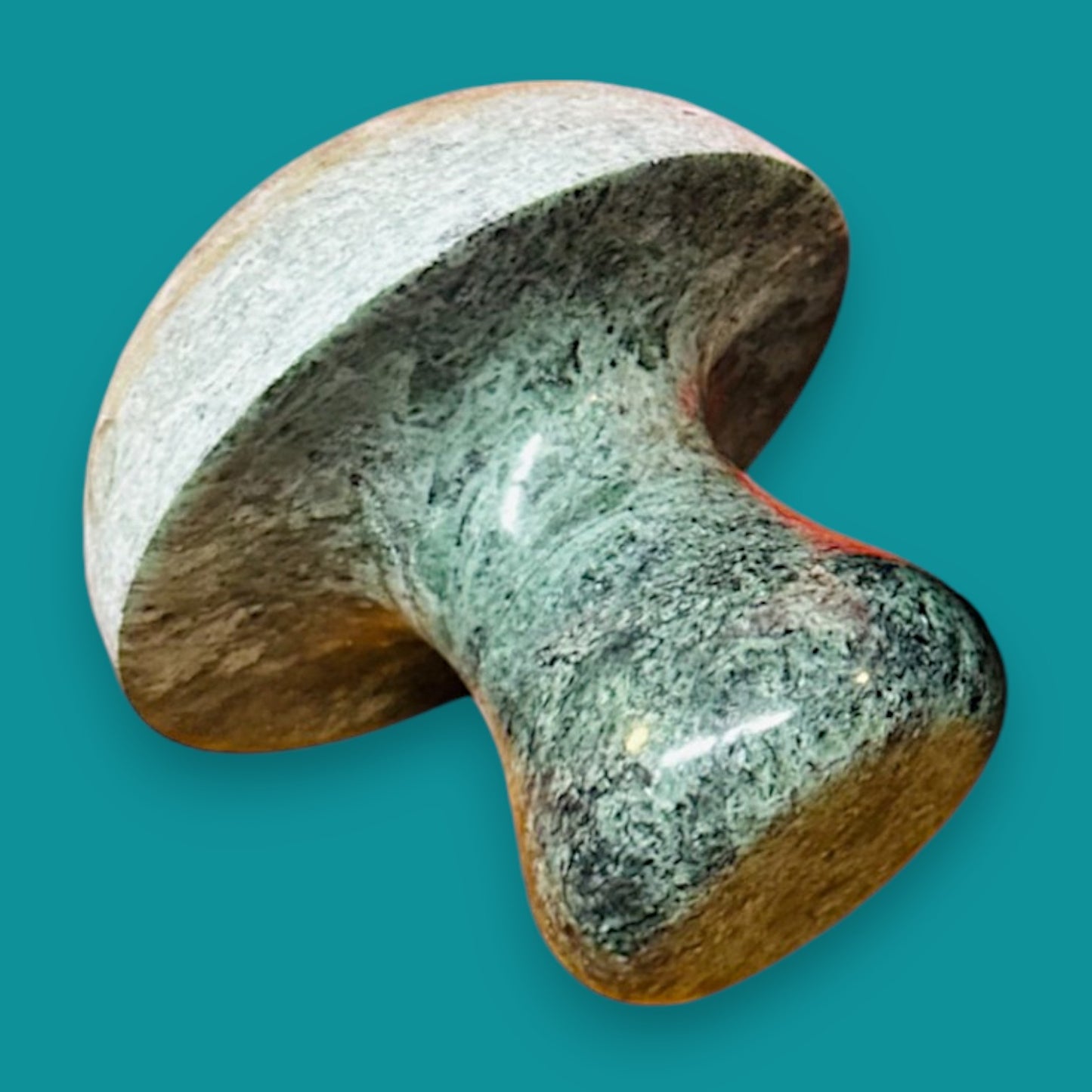 Vintage Green Granite Mushroom Mortar and Pestle