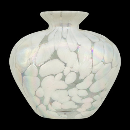 Vintage White Iridescent Perfume Bottle Art Deco Ornate Stopper Art Glass