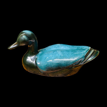 Blue Mountain Pottery Mallard Duck Figurine Vintage Canadian Drip Glaze