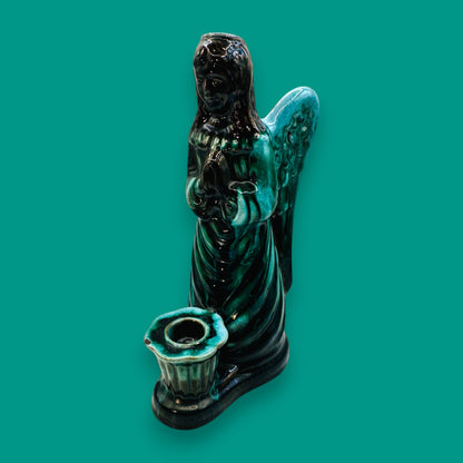 Blue Mountain Pottery Angel Candle Holder Vintage Canadian Drip Glaze