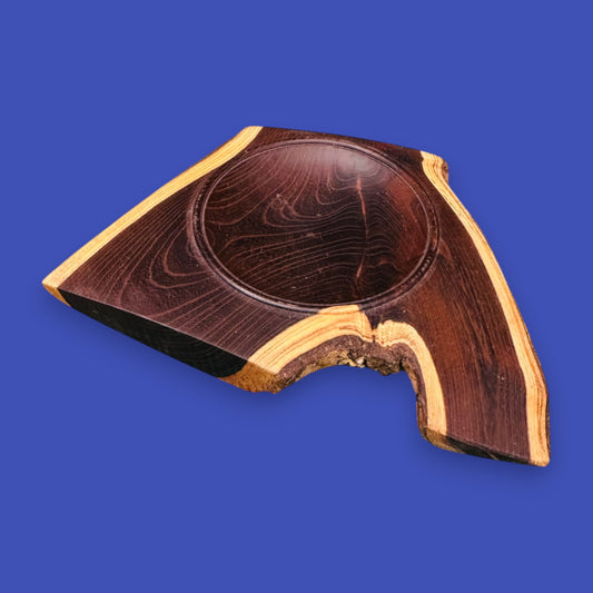 Laburnum Crotch Wood Bowl – Artisan-Crafted Natural Edge Centerpiece