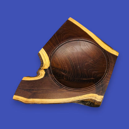 Laburnum Crotch Wood Bowl – Artisan-Crafted Natural Edge Centerpiece