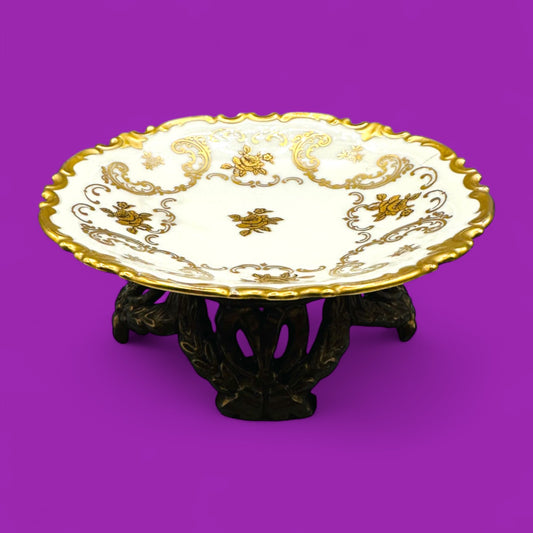 Vintage Porcelain Dish with Gold Trim – Hollywood Regency Style - MCM