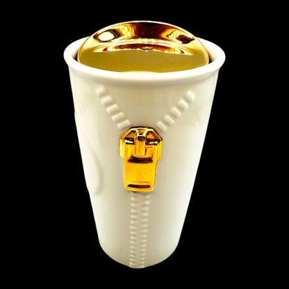Starbucks 2015 Gold Zipper Ceramic Travel Mug 10 fl oz / 296 ml Replacement Mug