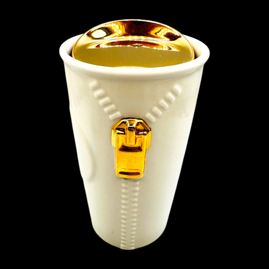 Starbucks 2015 Gold Zipper Ceramic Travel Mug 10 fl oz / 296 ml Replacement Mug