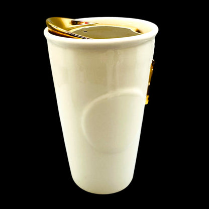 Starbucks 2015 Gold Zipper Ceramic Travel Mug 10 fl oz / 296 ml Replacement Mug