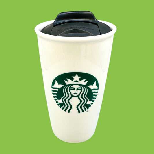 Starbucks Siren Logo Ceramic Travel Mug with Black Lid Replacement Mug