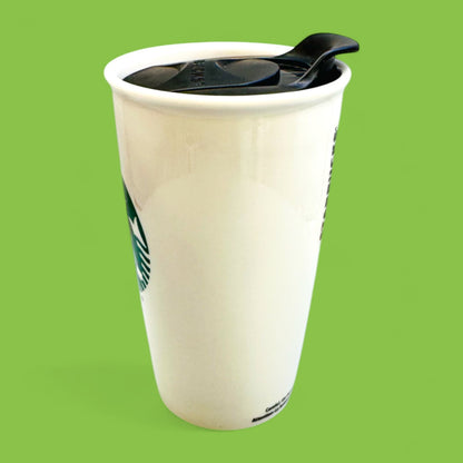 Starbucks Siren Logo Ceramic Travel Mug with Black Lid Replacement Mug