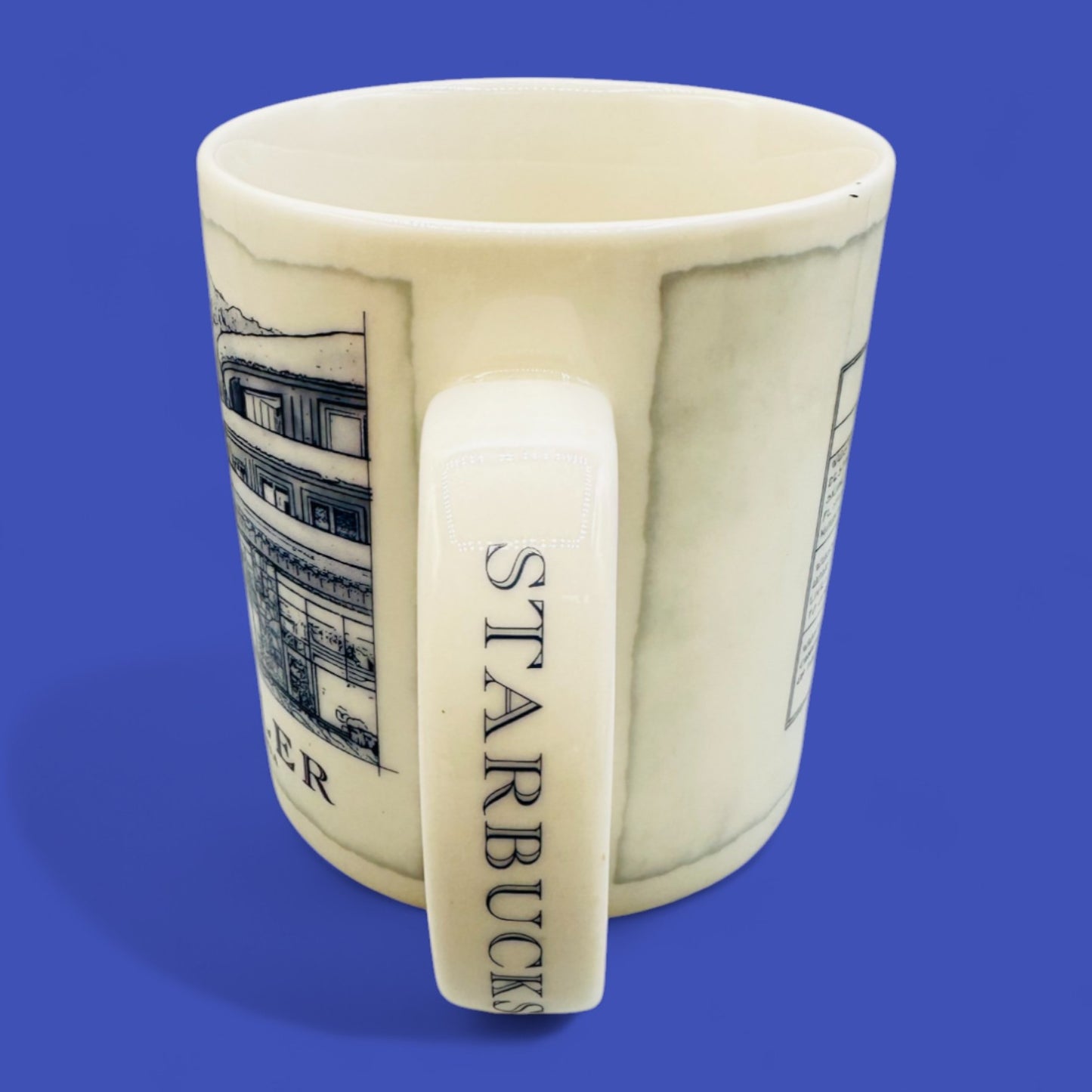 2008 Starbucks Whistler Architect Series Coffee Mug - Beige/Blue, 18 oz
