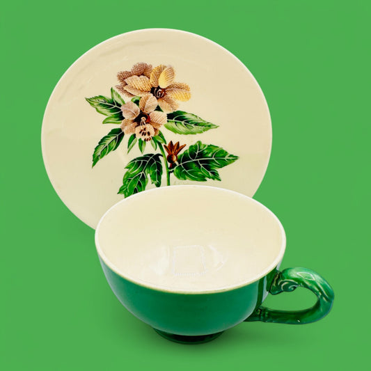 Myott Staffordshire Teacup and Saucer Vintage Botanical Motif England