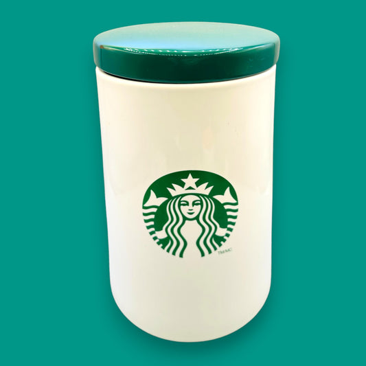 Starbucks Coffee Bean Canister Green & White – Ceramic Storage Jar
