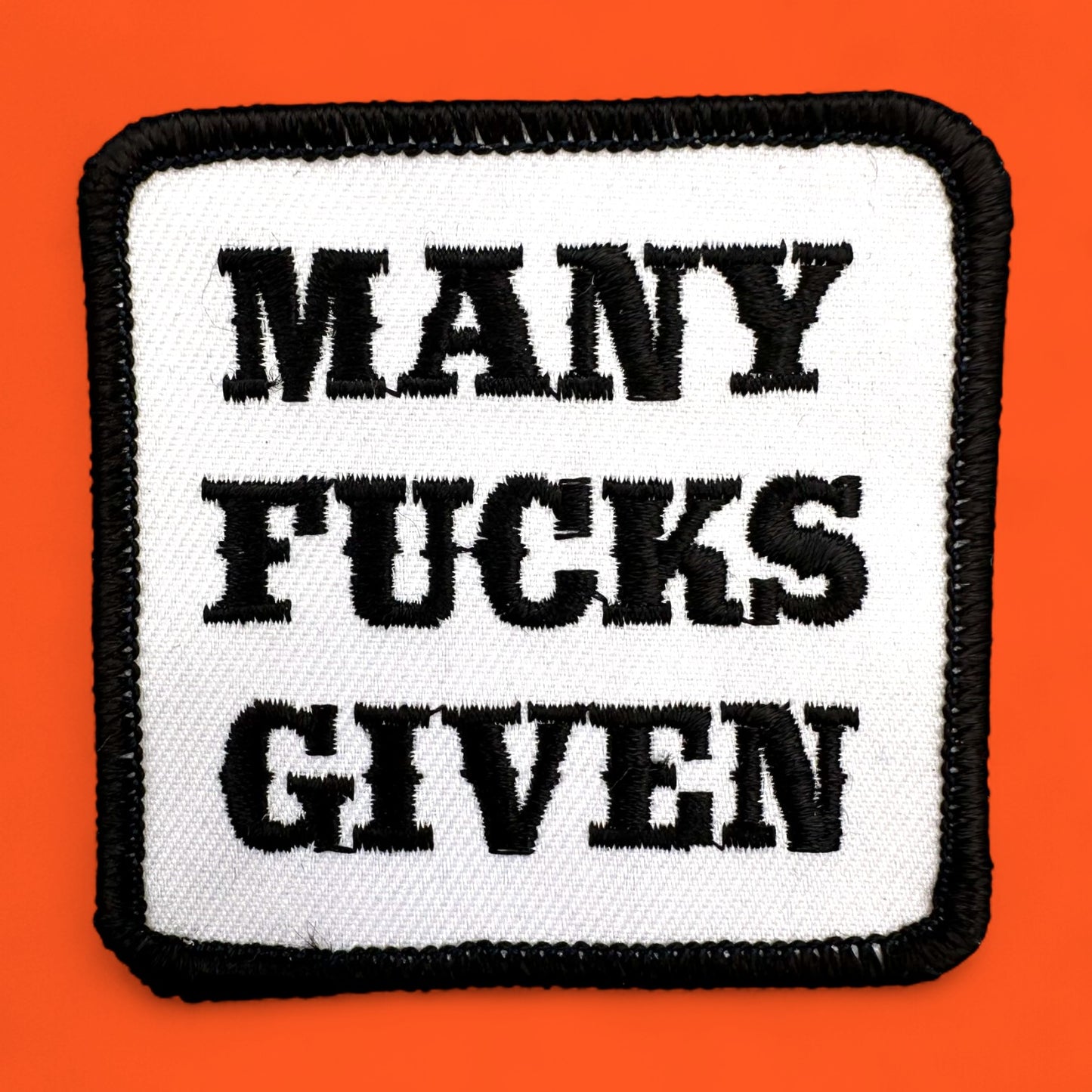 Many Fucks Given – Embroidered Patch 3" Black and White