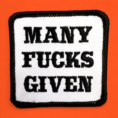 Many Fucks Given – Embroidered Patch 3" Black and White